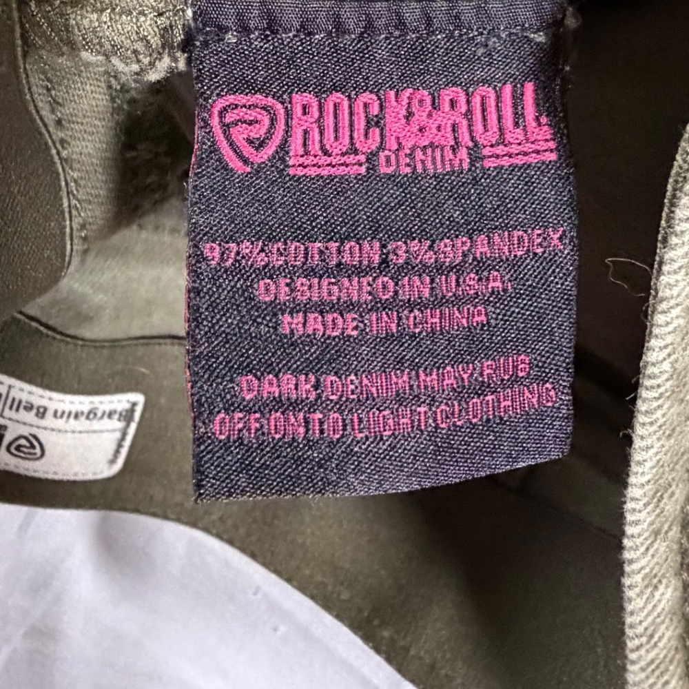 Rock & Roll Denim Bargain Bell Pull On Flare Jeans Olive Green 28x36 - Picture 8 of 10
